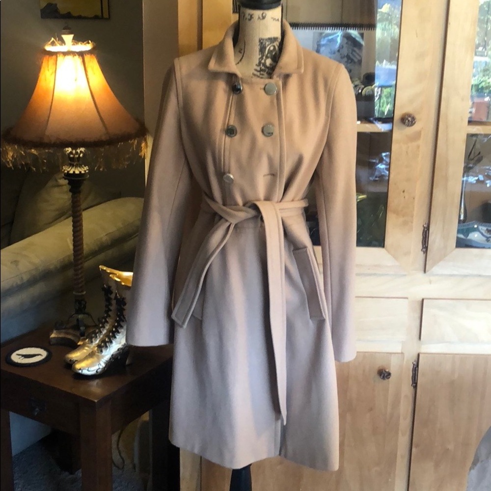 Double Breasted Wool Blend. A button is missing, the fabric itches a bit, that's